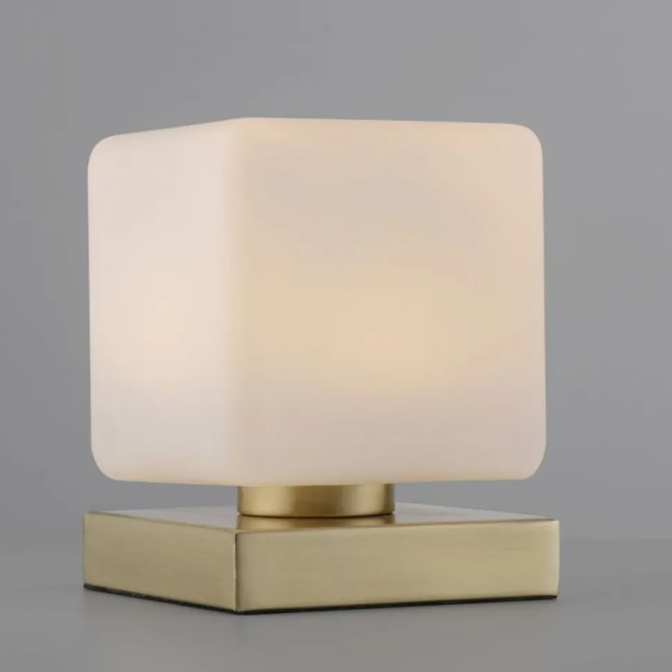 LED Tischleuchte Glas 16 cm 580 lm dimmbar in Messing