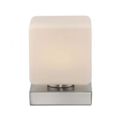LED Tischleuchte Glas 16 cm 5 W 580 lm dimmbar in Stahl