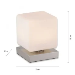 LED Tischleuchte Glas 16 cm 5 W 580 lm dimmbar in Stahl