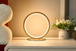 LED Tischleuchte Holz 20,4 cm 3500 K 9 W Natur Schwarz