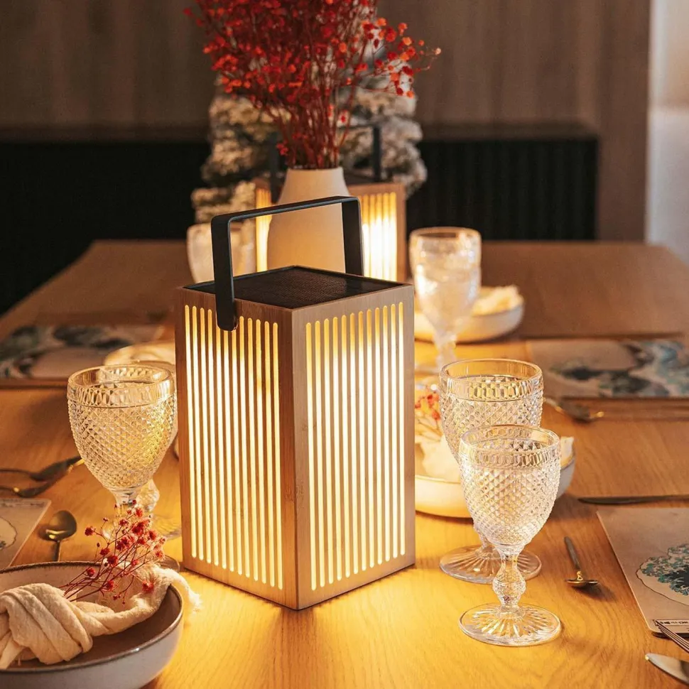 LED Tischleuchte Holz Metall 24 cm IP54 2700K kabellos Outdoor