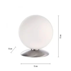 LED Tischleuchte in Stahl Glaskugel 3 W 3000 K dimmbar