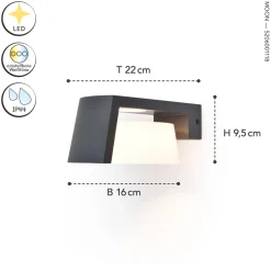 LED Wandlampe Aluminium Anthrazit B:16 cm IP44 1000 lm