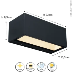 LED Wandlampe Aluminium Schwarz 3000 K IP54 Up Down