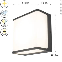 LED Wandlampe Anthrazit Aluminium IP54 4000 K B:15 cm