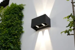 LED Wandlampe außen Aluminium Up Down IP54 B:17,3 cm