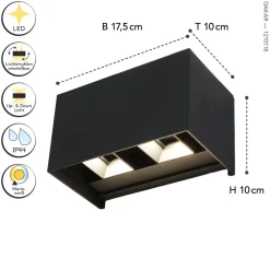 LED Wandlampe außen Aluminium Up Down IP54 B:17,3 cm