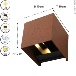 LED Wandlampe Außen Rostbraun Up Down IP54 3000 K 6 W