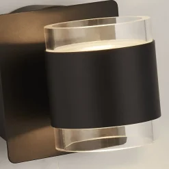 LED Wandlampe Bad Up Down Schalter IP44 Schwarz Klar 3000 K