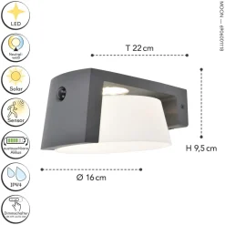 LED Wandlampe Bewegungssensor Aluminium B:16 cm IP44