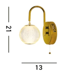 LED Wandlampe in Messing Metall 430 lm mit Zugschalter