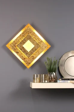 LED Wandlampe Metall in Gold B:32 cm Wand Decke dimmbar