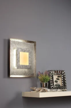 LED Wandlampe Metall Silber B:39 cm Wand Decke dimmbar