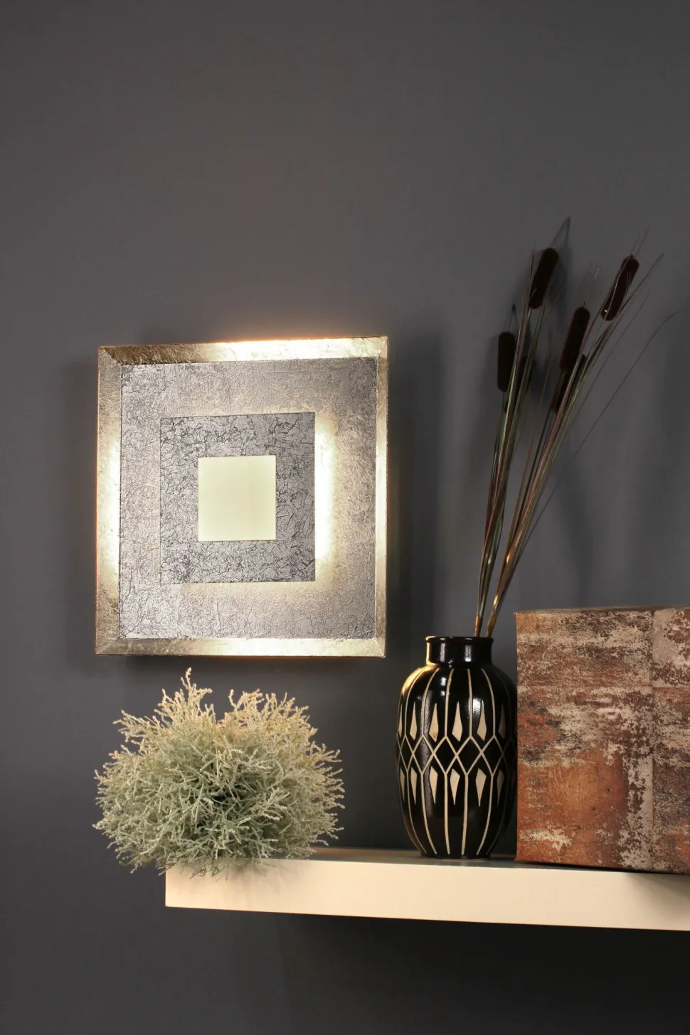 LED Wandlampe Metall Silber B:32 cm Wand Decke dimmbar