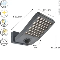 LED Wandlampe mit Bewegungsmelder 4000 K IP54 flexibel