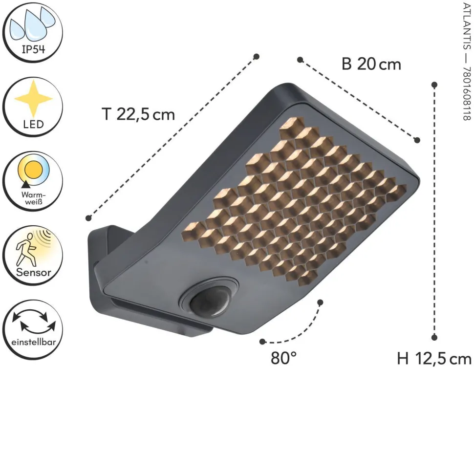 LED Wandlampe mit Bewegungsmelder 3000 K IP54 beweglich