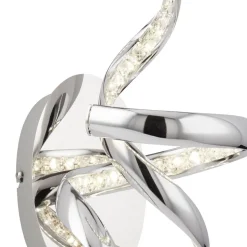 LED Wandlampe mit Zugschalter Metall Glas H:38 cm Chrom