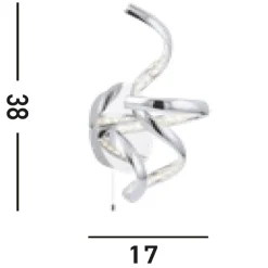 LED Wandlampe mit Zugschalter Metall Glas H:38 cm Chrom