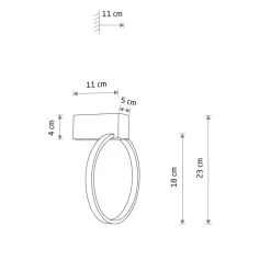 LED Wandlampe Schwarz 4000 K Ring Ø 18 cm dekorativ