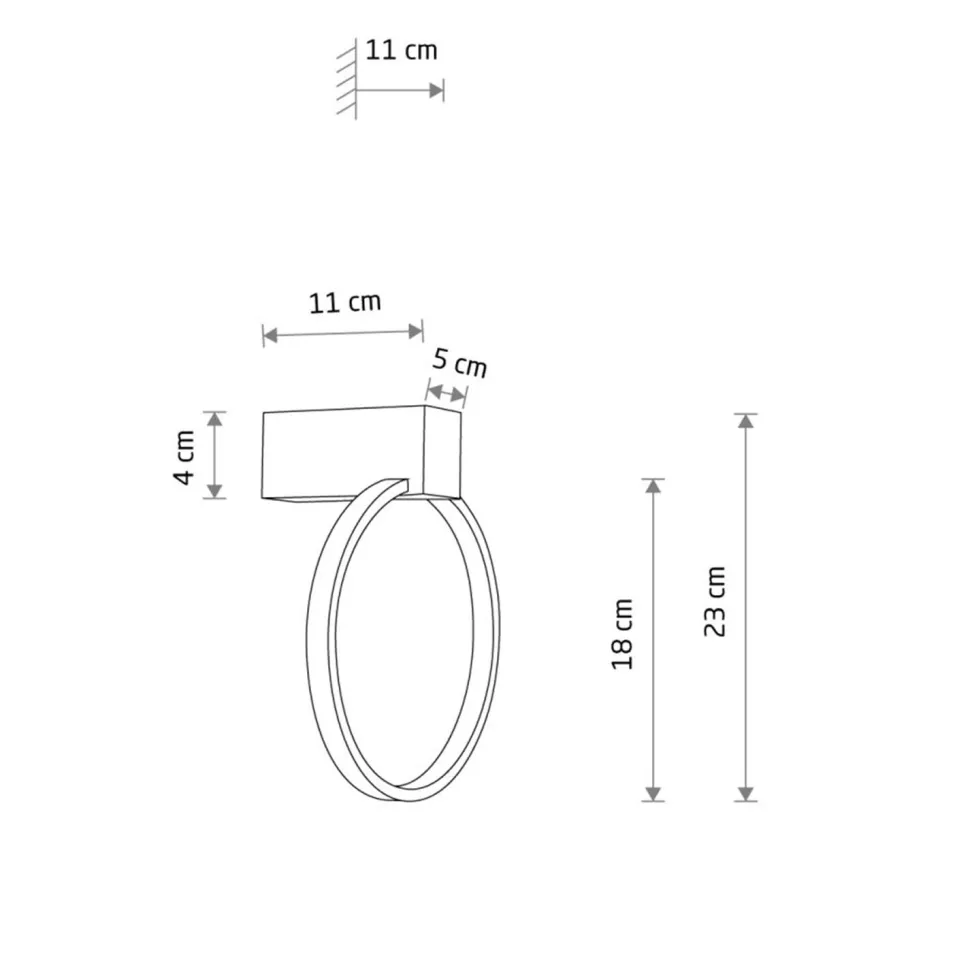 LED Wandlampe Schwarz 4000 K Ring Ø 18 cm dekorativ