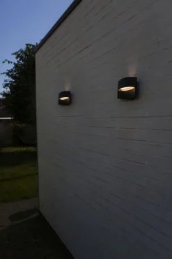 LED Wandlampe Schwarz Aluminium B:18 cm IP54 3000 K