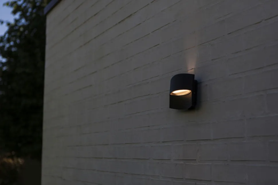 LED Wandlampe Schwarz Aluminium B:18 cm IP54 3000 K