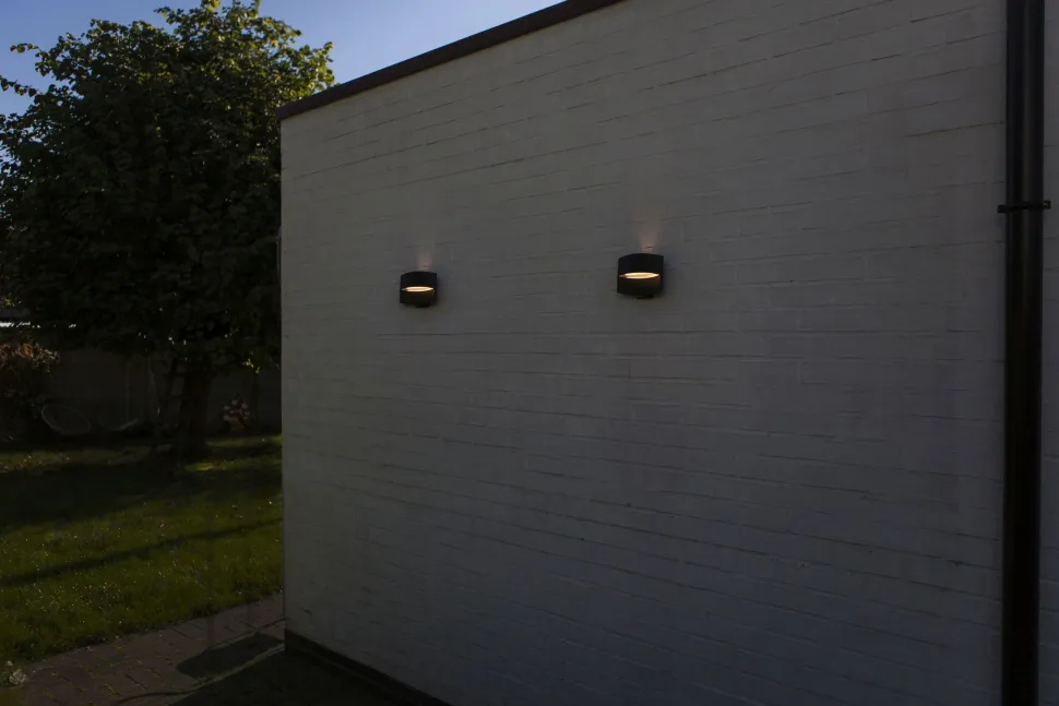 LED Wandlampe Schwarz Aluminium B:18 cm IP54 3000 K