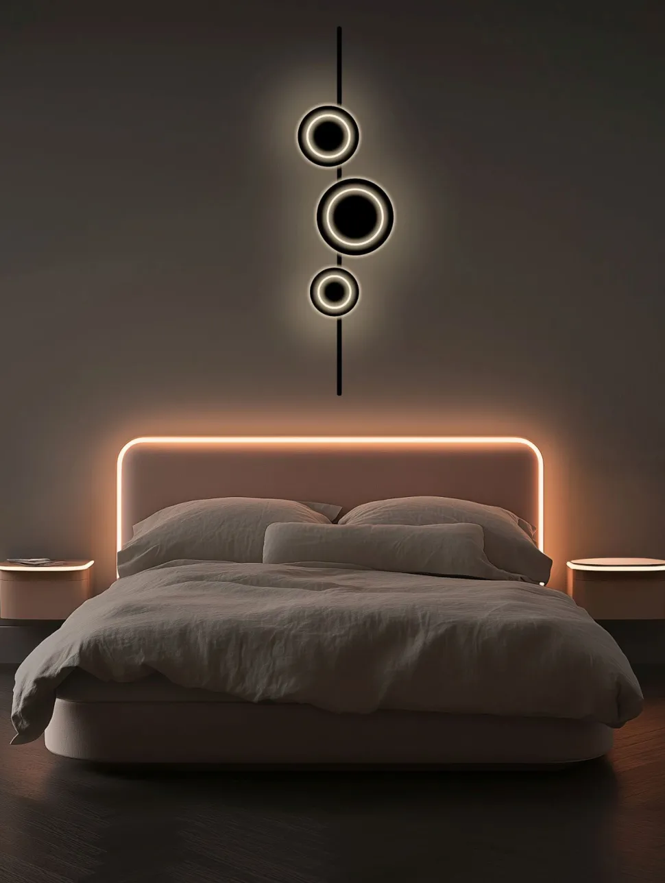 LED Wandlampe Schwarz H:120 cm 1008 lm 3000 K dimmbar