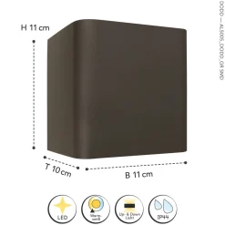 LED Wandlampe Up Down Aluminium IP44 3000 K Anthrazit