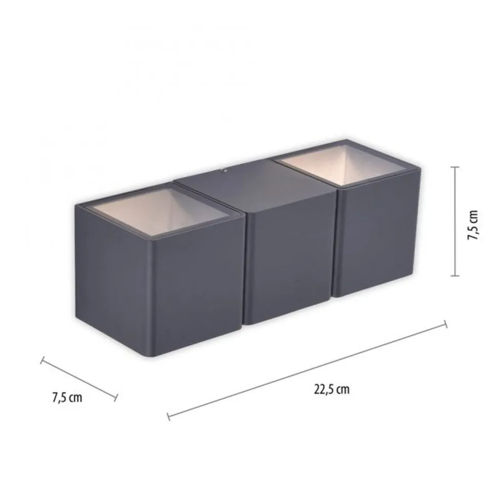 LED Wandleuchte außen Aluminium IP54 22,5 cm Anthrazit