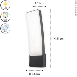 LED Wandleuchte Außen Aluminium H:31,1 cm 4000 K IP54