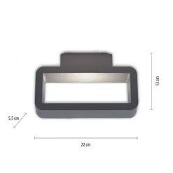 LED Wandleuchte außen Aluminium Anthrazit IP54 B:22 cm
