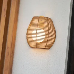 LED Wandleuchte außen kabellos Akku IP54 Rattan
