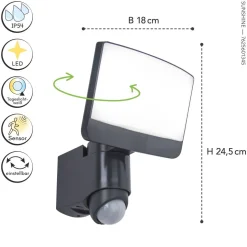 LED Wandleuchte außen mit Bewegungsmelder IP44 5000 K