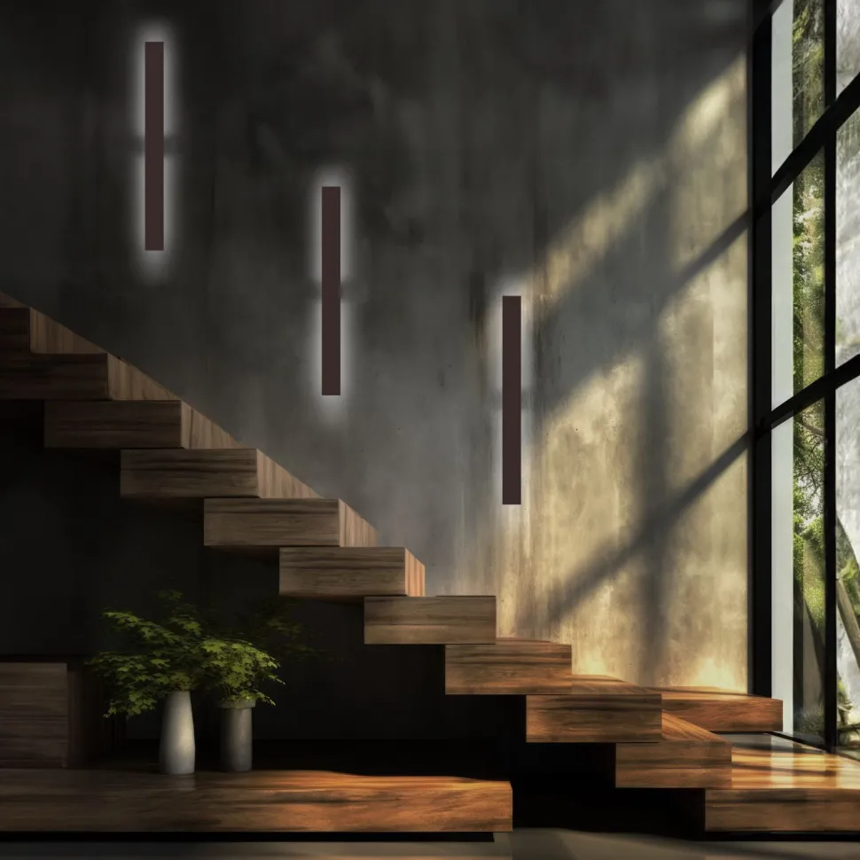 LED Wandleuchte Braun 100 cm lang indirektes 3000 K Metall