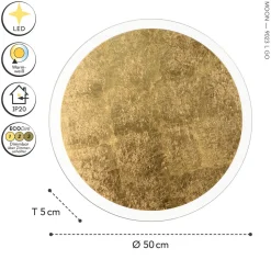 LED Wandleuchte Gold Schwarz rund Ø50 cm 3500 K dimmbar