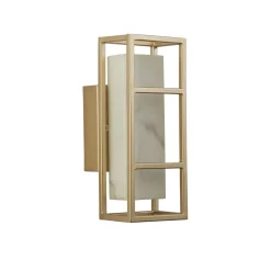 LED Wandleuchte Harz Stahl IP44 H:25 cm in Gold Weiß