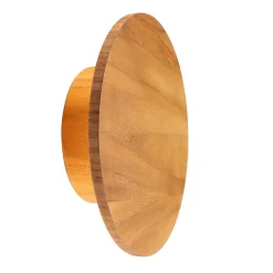 LED Wandleuchte Holz Furnier Teak D: 25 cm rund 3000 K warmweiß