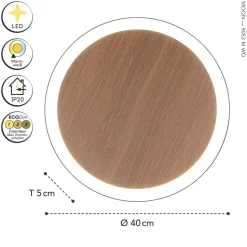LED Wandleuchte Holz Schwarz rund Ø40 cm 3500 K dimmbar