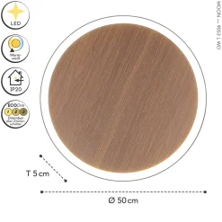 LED Wandleuchte Holz Schwarz rund Ø50 cm 3500 K dimmbar