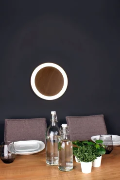 LED Wandleuchte Holz Schwarz rund Ø30 cm 3500 K dimmbar