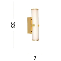 LED Wandleuchte Metall Glas IP44 H:32,5 cm in Gold Weiß