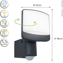 LED Wandleuchte Sensor H:18 cm IP44 5000 K flexibel