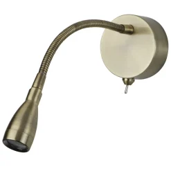 LED Wandspot mit Flexarm Schalter 1 W in Messing Antik