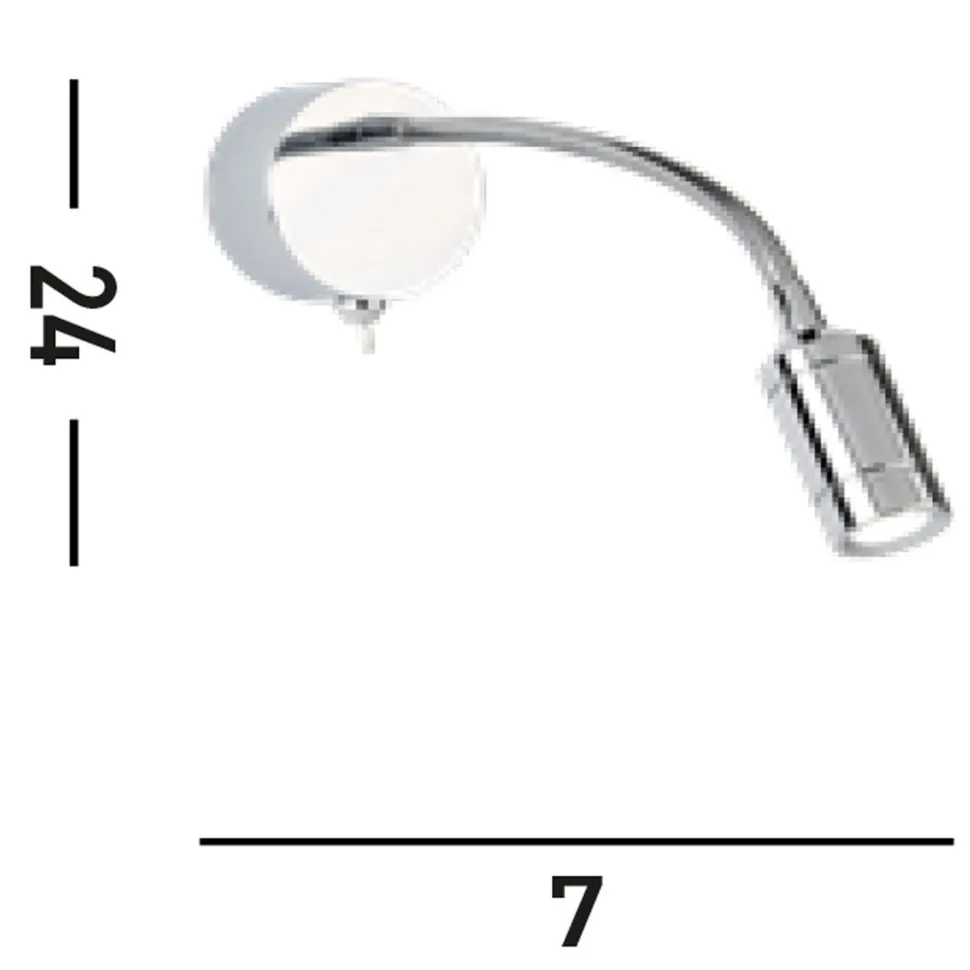 LED Wandspot mit Schalter Flexarm Metall in Chrom 66 lm