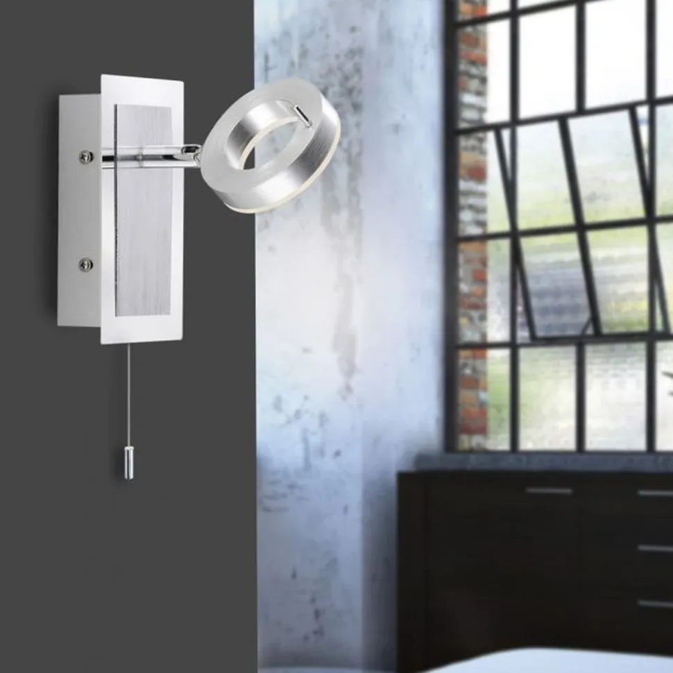 LED Wandstrahler Zugschalter IP44 flexibel in Aluminium