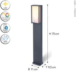 LED Wegeleuchte Aluminium RGB IP54 16 W 75 cm dimmbar