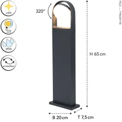 LED Wegeleuchte Aluminium 70 cm IP54 3000 K Anthrazit