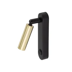Leselampe Wand mit Schalter Metall schwenkbar Schwarz Gold G9