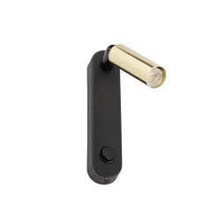 Leselampe Wand mit Schalter Metall schwenkbar Schwarz Gold G9